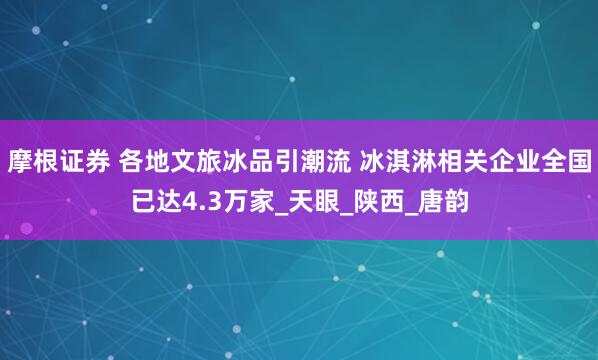 摩根证券 各地文旅冰品引潮流 冰淇淋相关企业全国已达4.3万家_天眼_陕西_唐韵